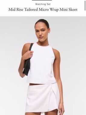 NWT Abercrombie & Fitch mid rise tailored micro wrap mini skort